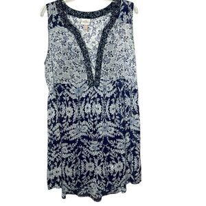 Knox Rose Sheer 2 Piece Slip Floral Overlay Sleeveless Dress. Size Large.